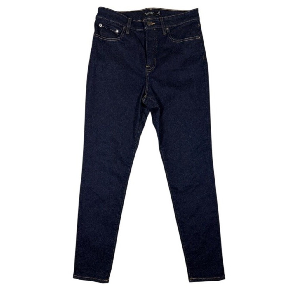 Lauren Ralph Lauren Women High Rise Skinny Jeans Dark Indigo Blue Size 8 Stretch